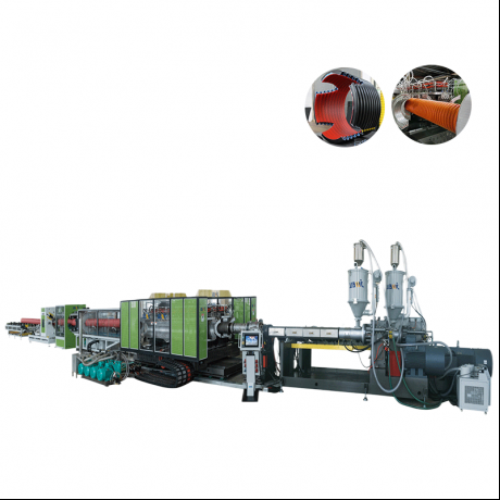 HDPE / PP / PVC horizontalaus tipo dvigubos sienos gofruoto vamzdžio išspaudimo linija